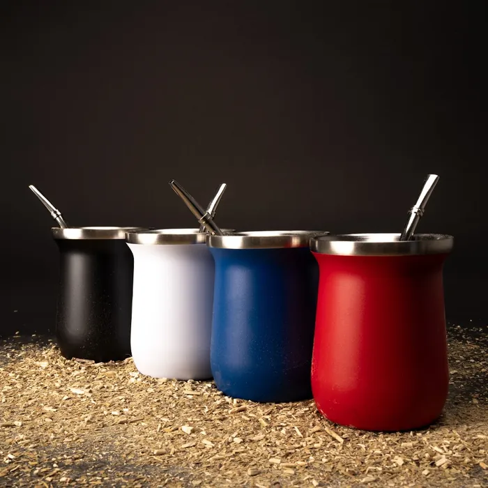 Vaso Térmico metálico «MATE» 300ml. con Bombilla personalizado con tu logo