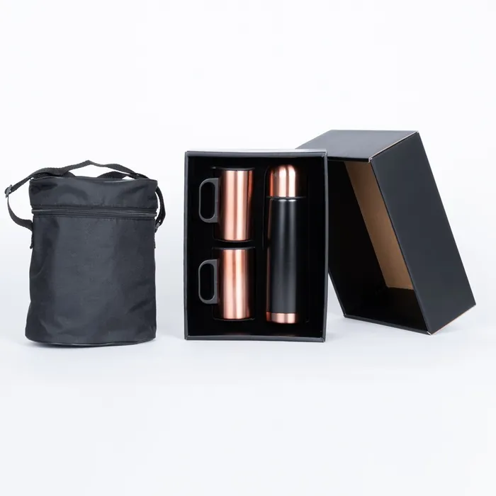Set termo 1/2 L + 2 tazones encobrizados «GLASGOW» personalizado con tu logo